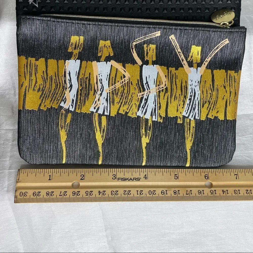 NWOT Ipsy 2 bags, Black Gold September 2016 Glamazon Bag & Black Studded Dead